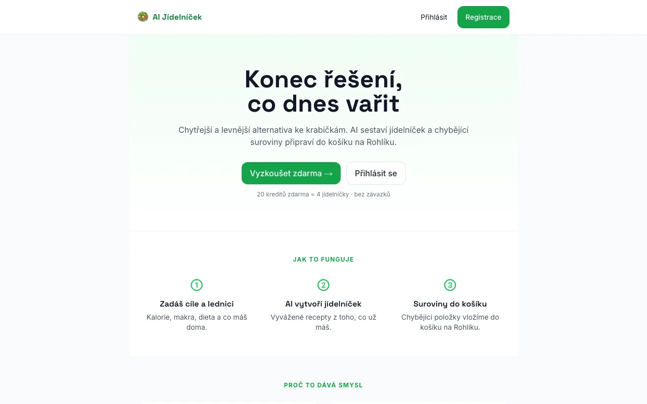 AI Jídelníček — a smarter alternative to meal-box diets with AI meal planning and Rohlík.cz shopping