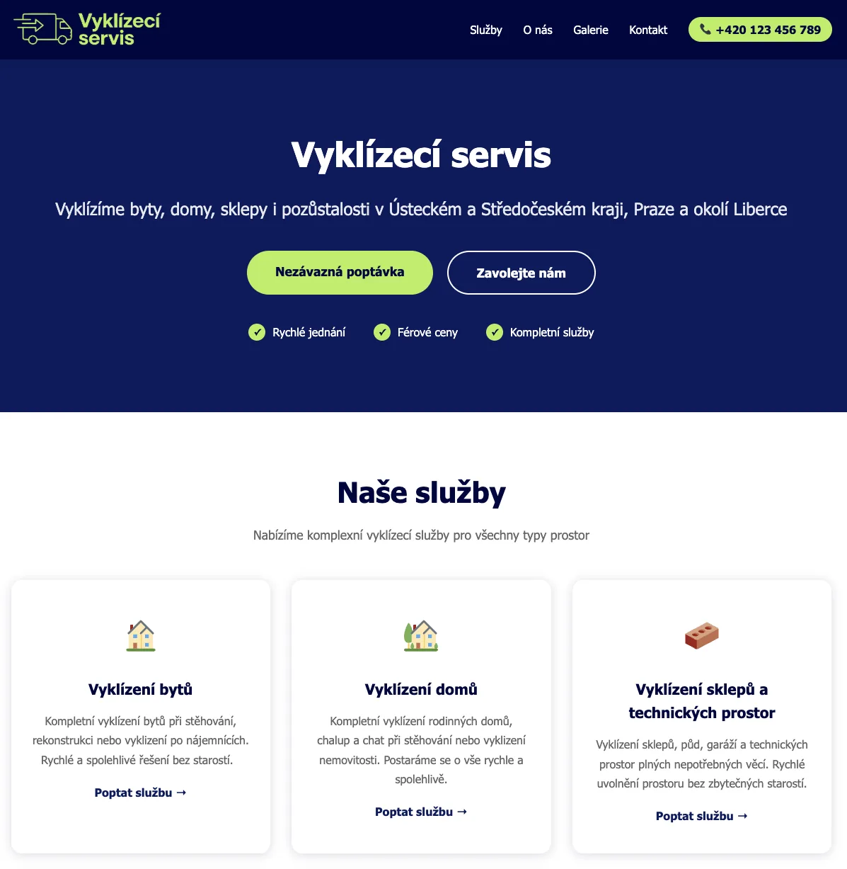 Vyklizeci-servis.cz — WordPress website for a clearance company