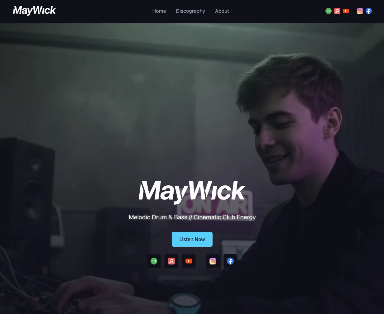 Maywick.page — web presentation for artist MayWick